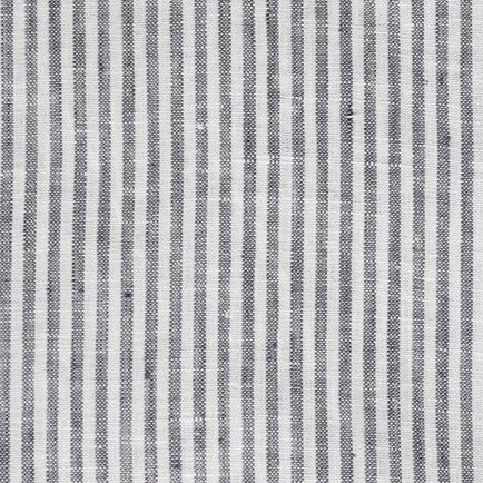 Unwashed Wide Thin Black Stripes Linen Fabric 160 g/sq.m