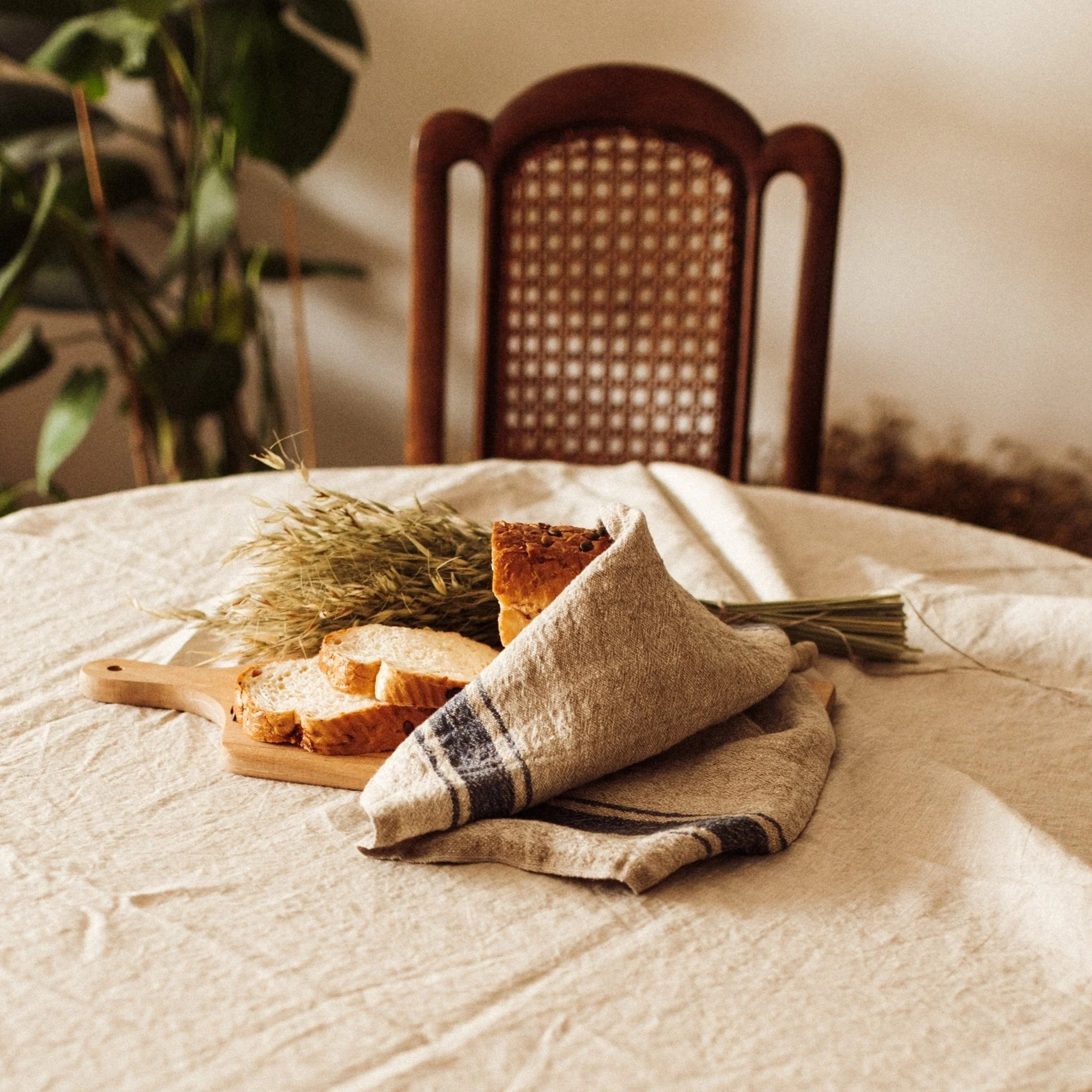Blue Stripe Vintage Linen Kitchen Towel - Image 2