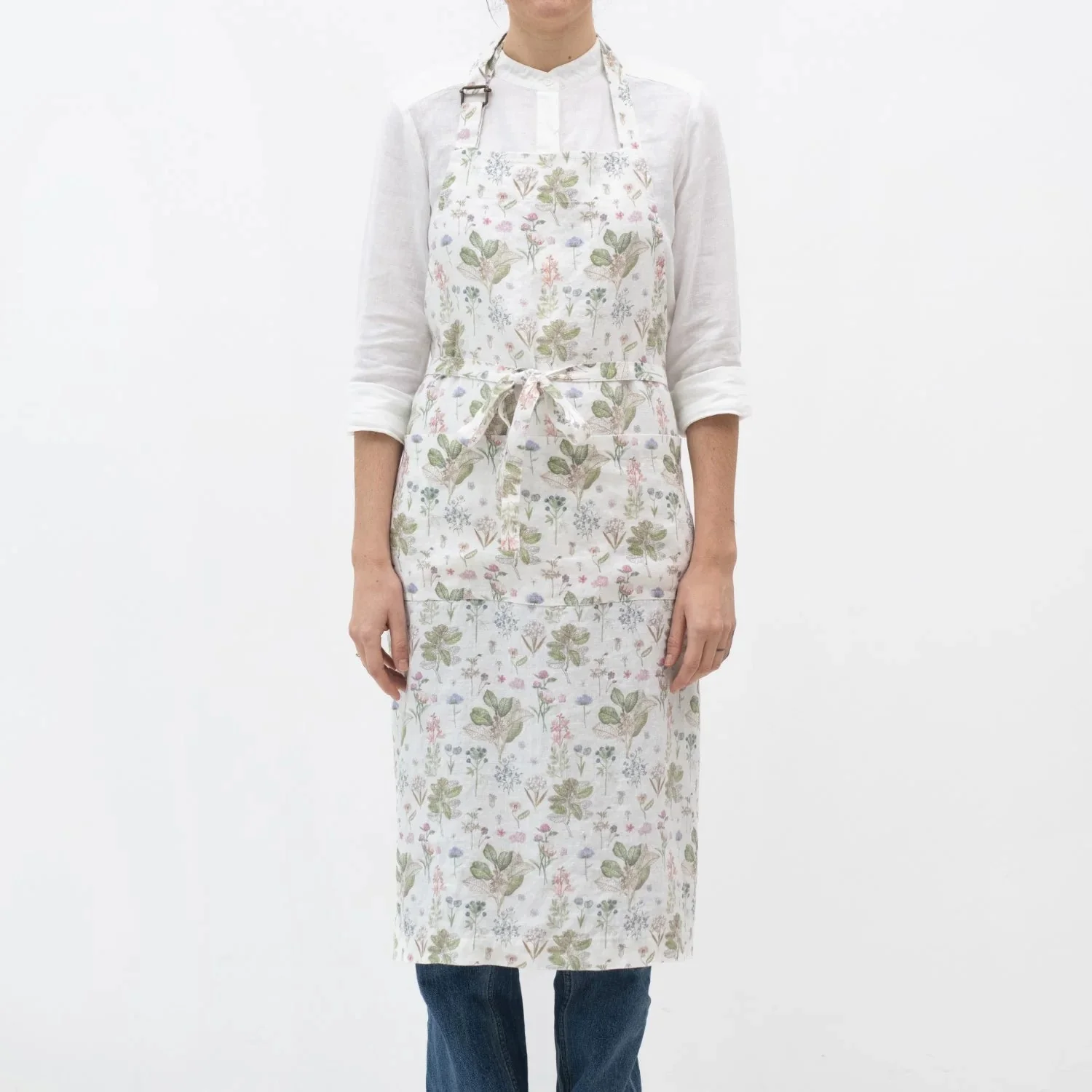 White Botany Linen Chef Apron