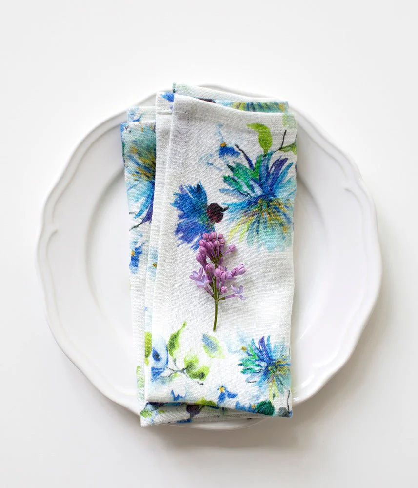 LIMITED EDITION White Flowers Linen Napkins Set of 2 - Image 2