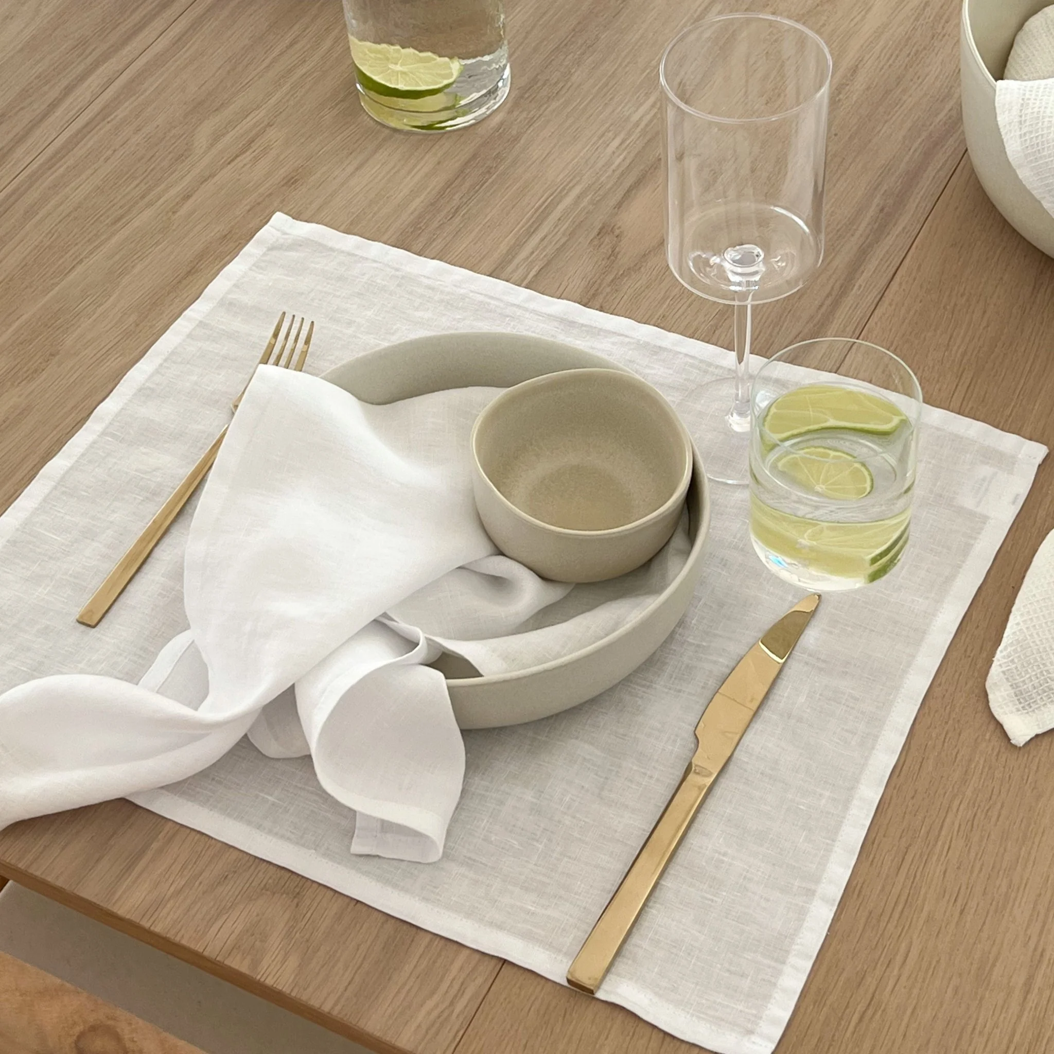 White Lightweight Linen Napkins Set of 2 - Image 4