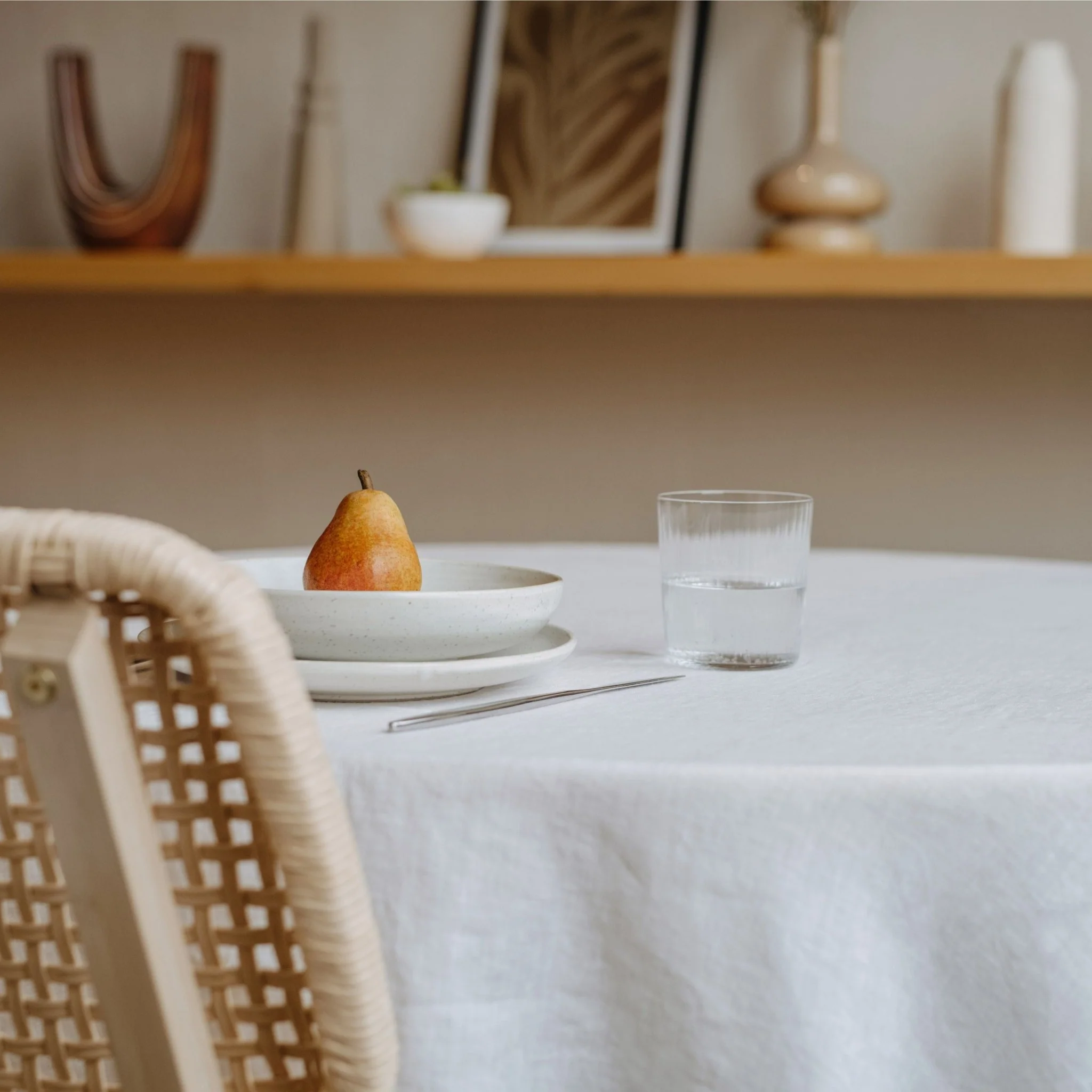 White Lightweight Linen Round Tablecloth - Image 2