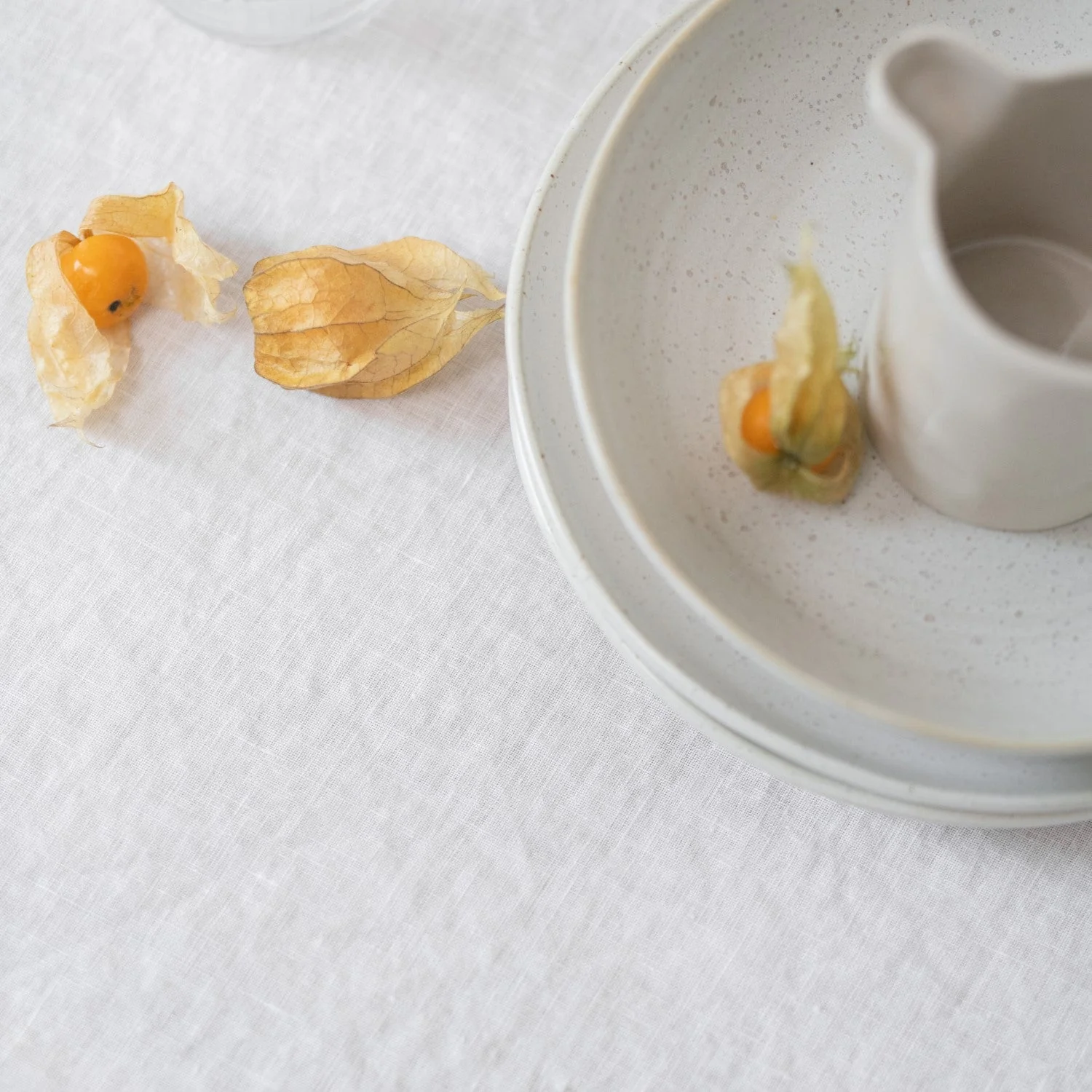White Lightweight Linen Tablecloth - Image 2