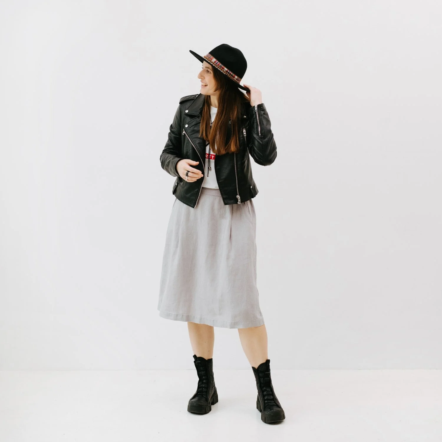 Wind Grey Linen Tulip Skirt - Image 3