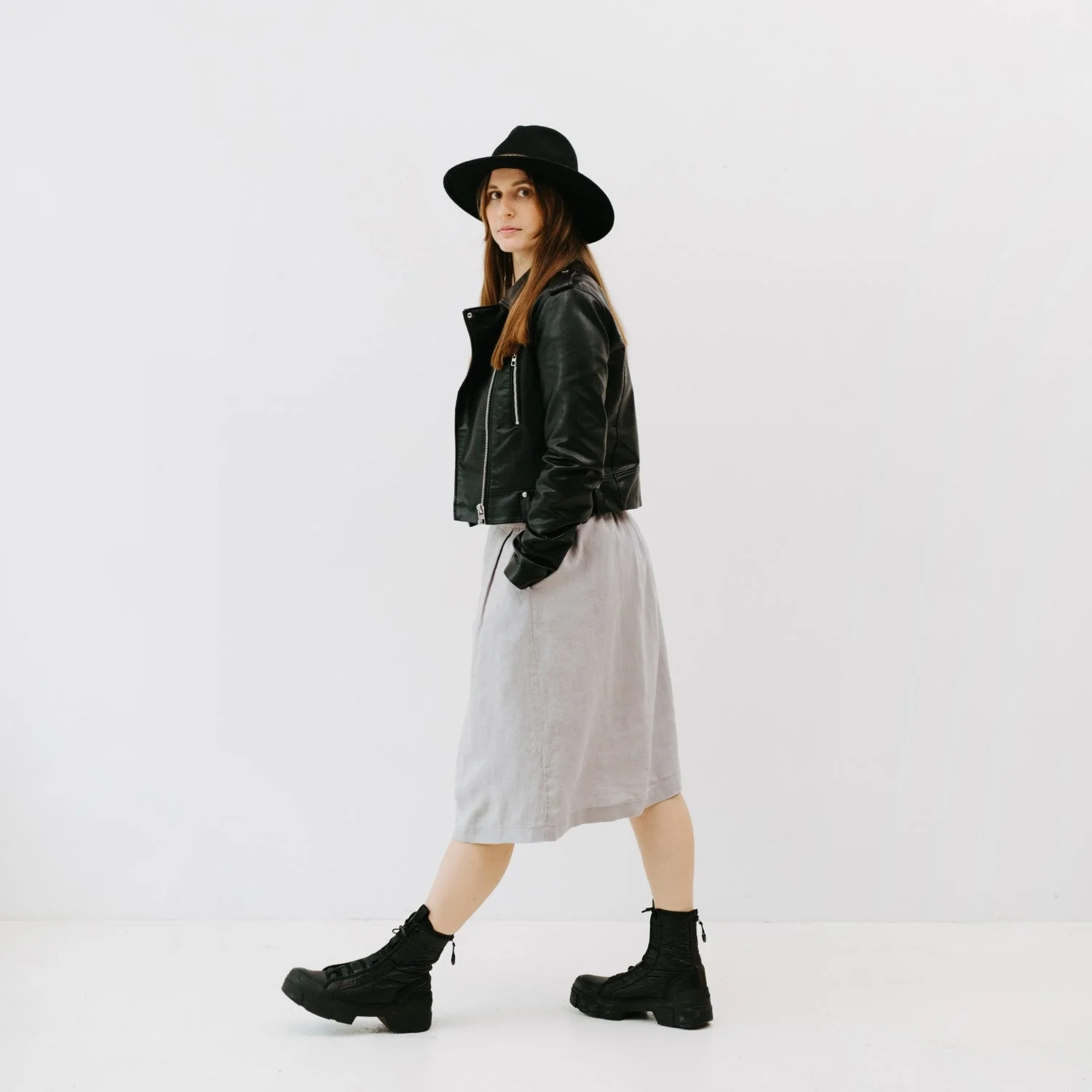 Wind Grey Linen Tulip Skirt - Image 4