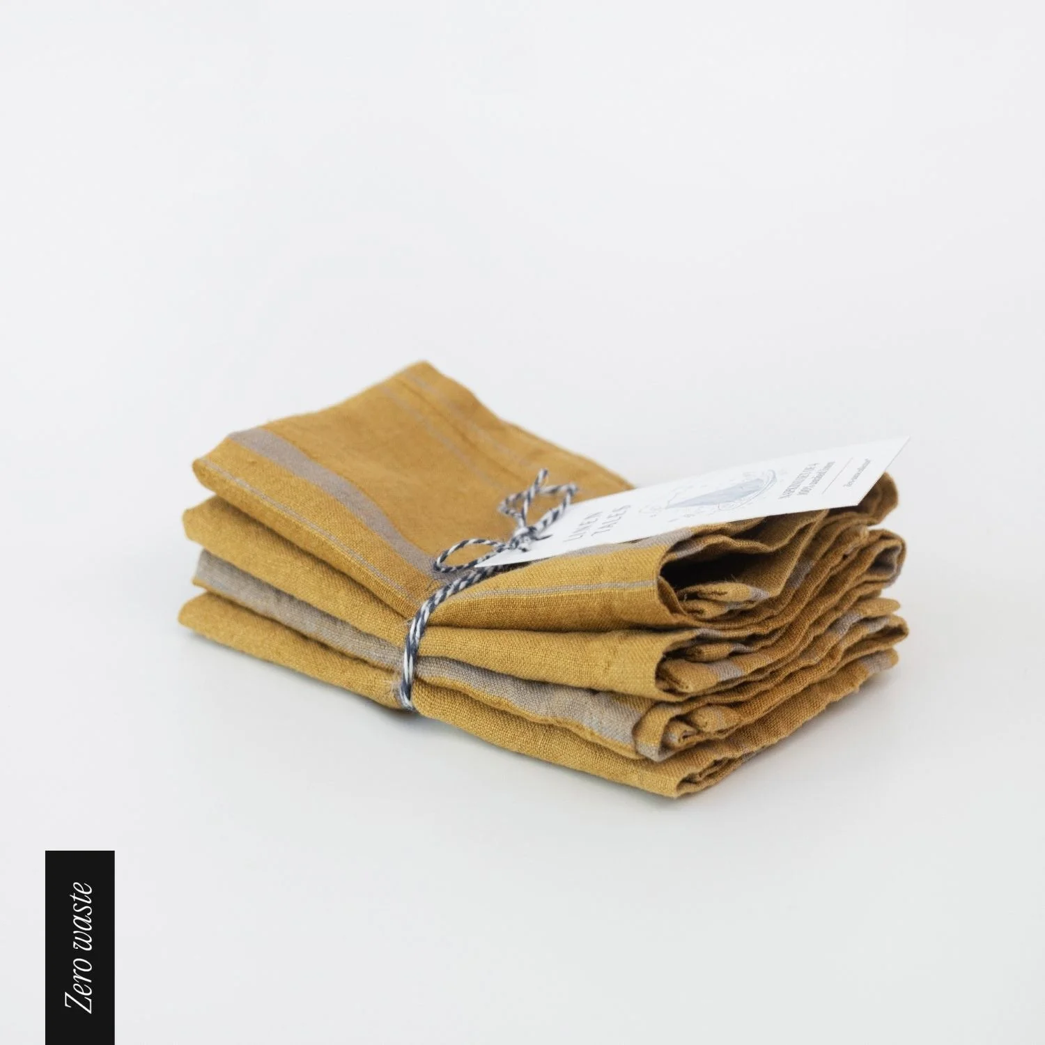 Zero Waste Amber Bronze Stripes Linen Napkins Set of 4
