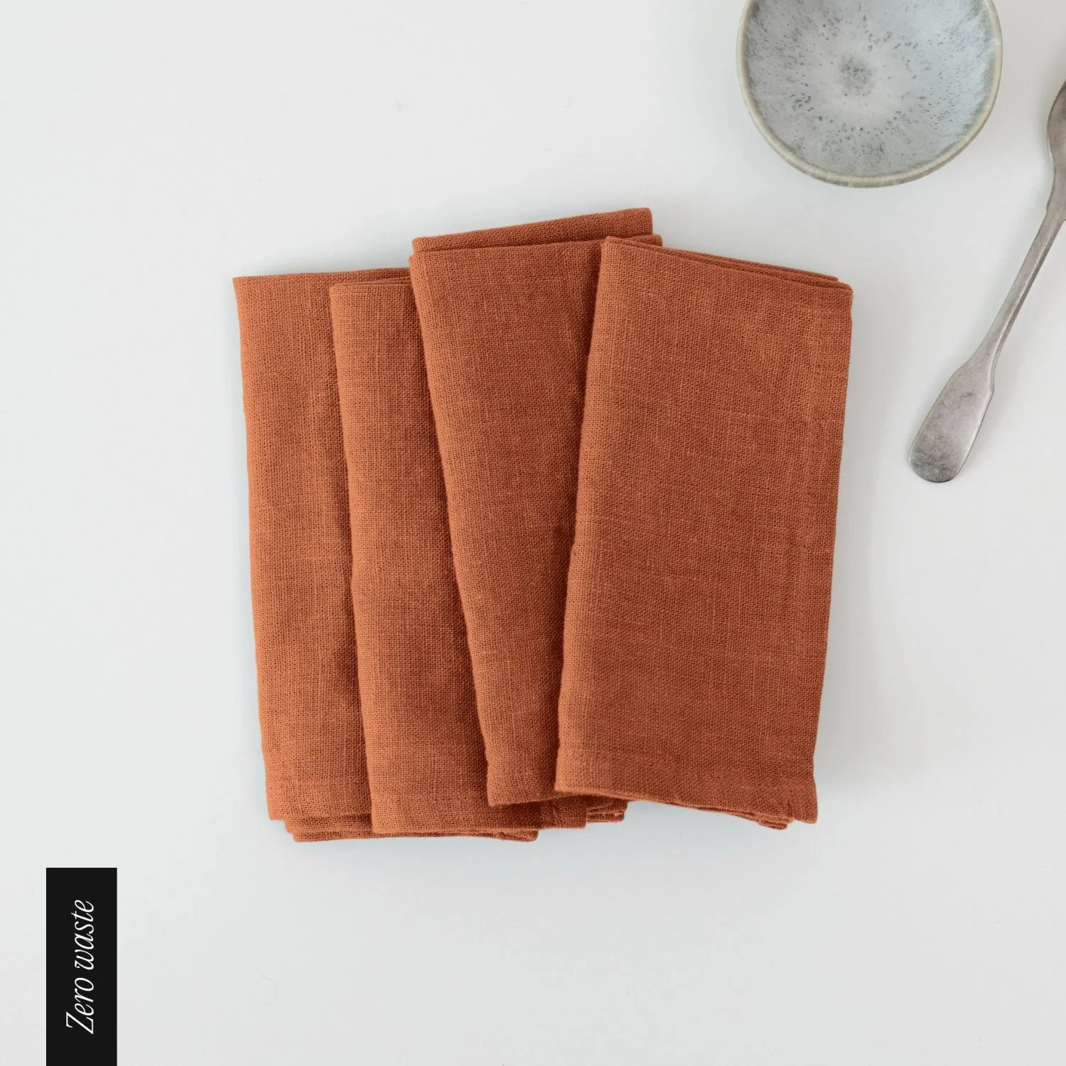 Zero Waste Baked Clay Linen Napkins Set of 4 - Image 2