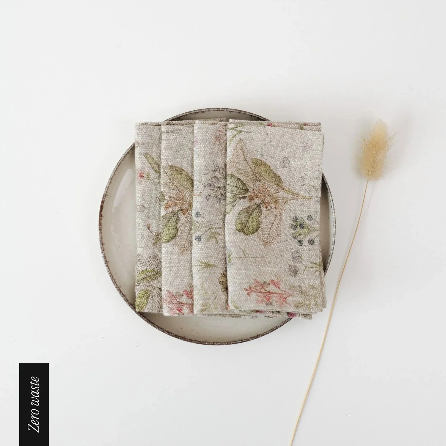 Zero Waste Botany Linen Napkins Set of 4