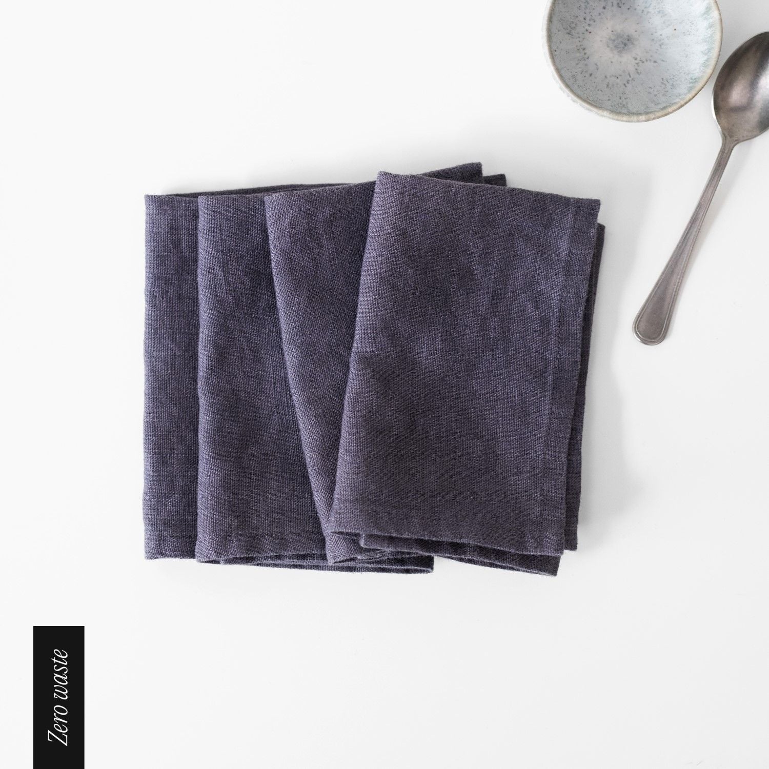 Zero Waste LIMITED EDITION Dark Grey Linen Napkins Set of 4