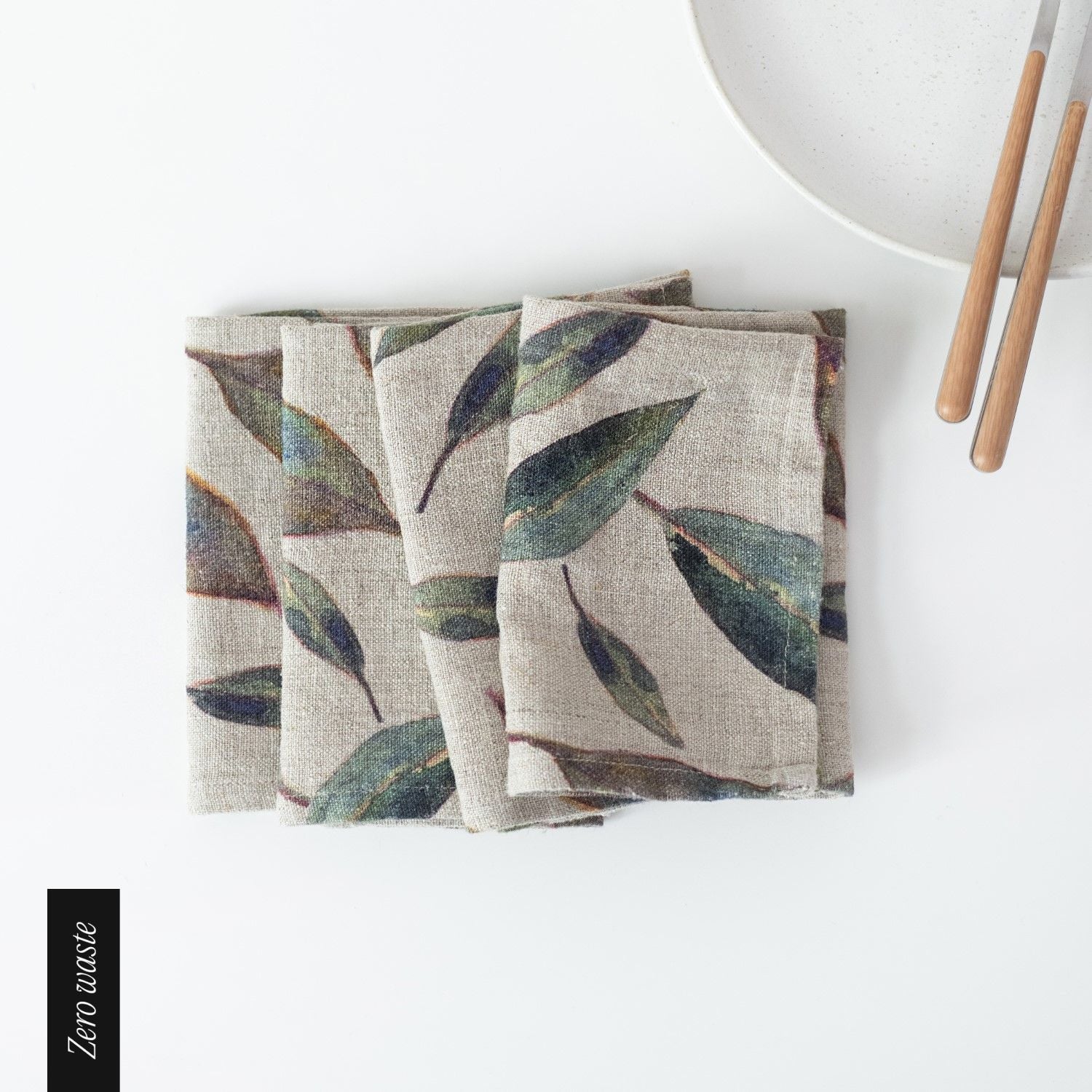 Zero Waste Golden Fall on Natural Linen Napkins Set of 4