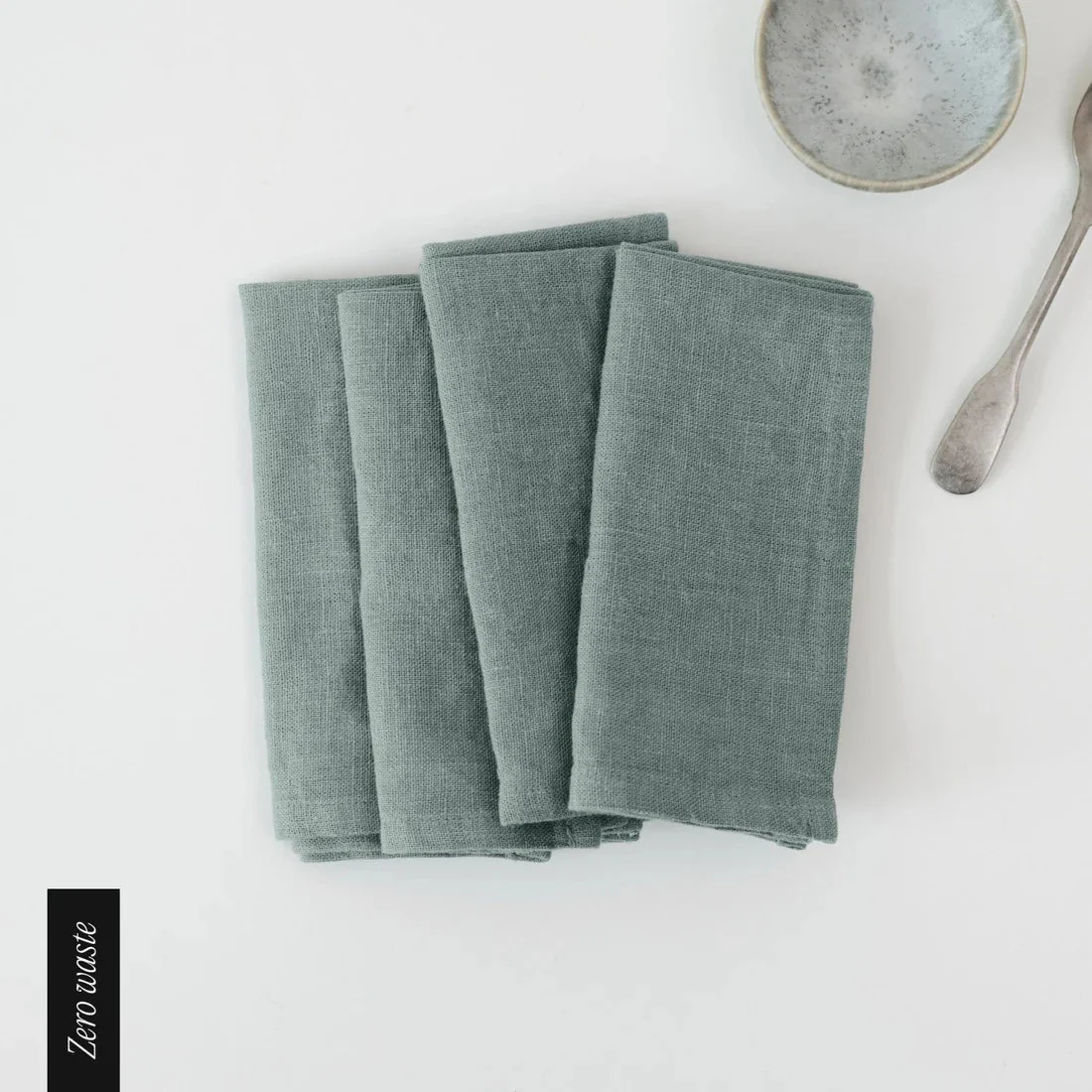 Zero Waste Green Milieu Linen Napkins Set of 4