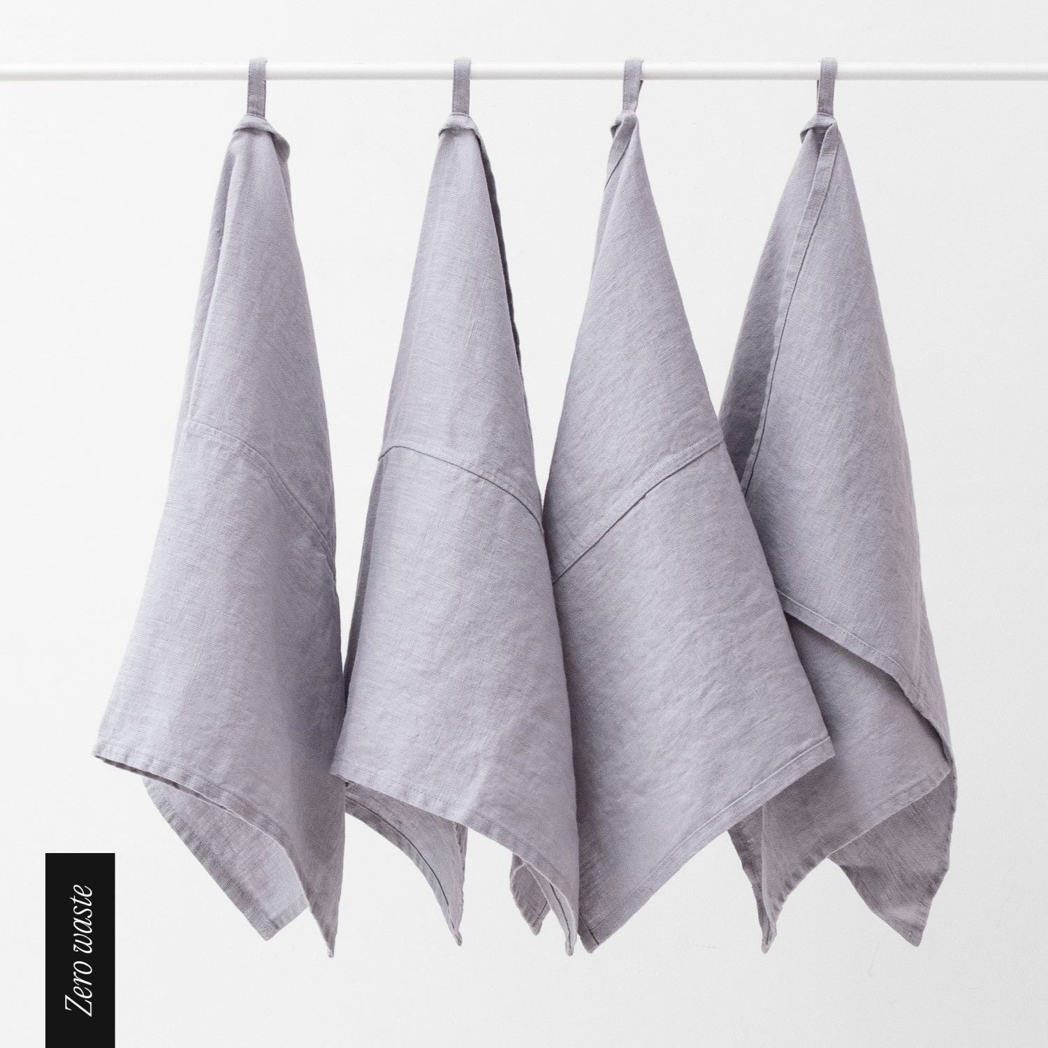 Zero Waste Light Grey Linen Kitchen Towels Set of 4