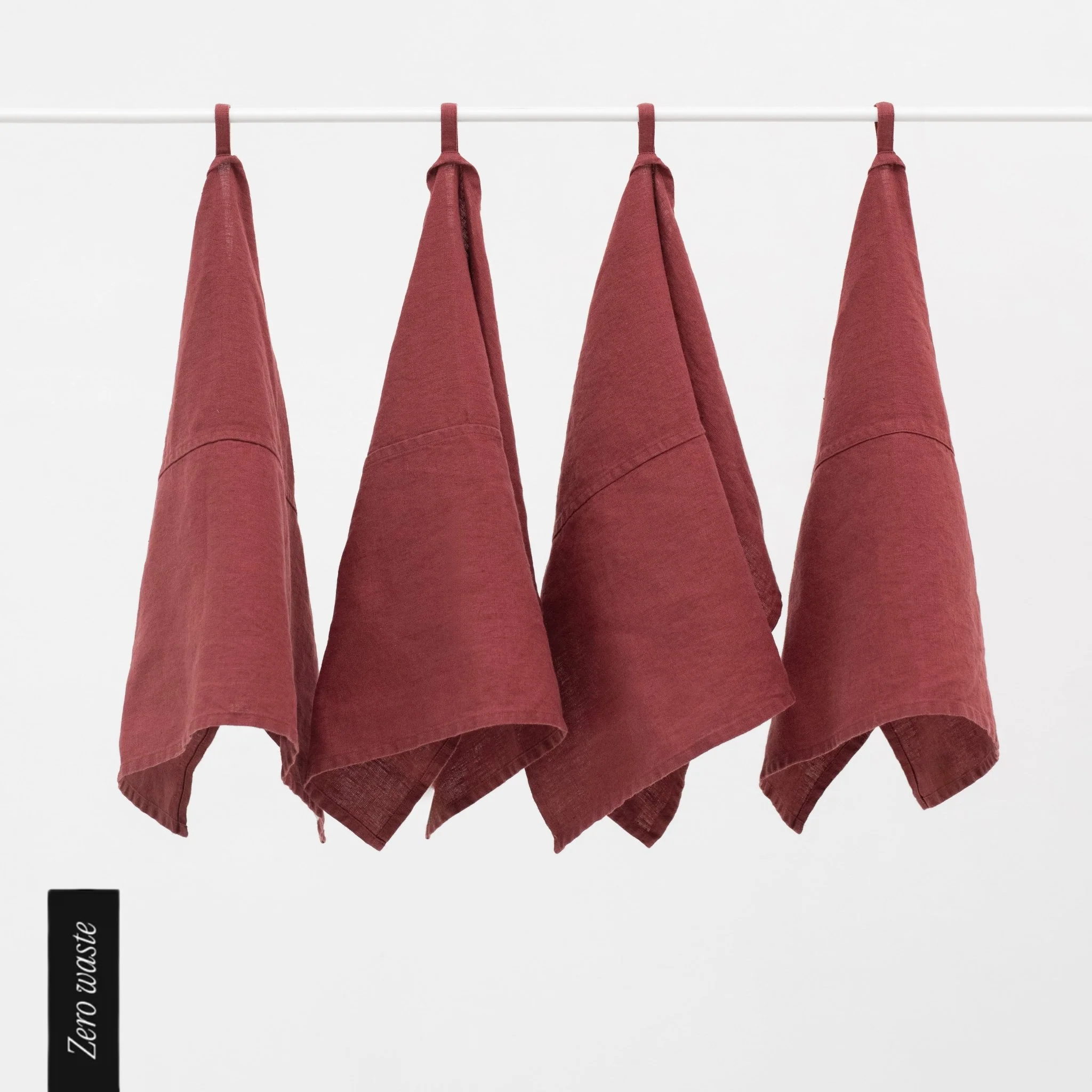 Zero Waste Marsala Linen Kitchen Towels Set of 4