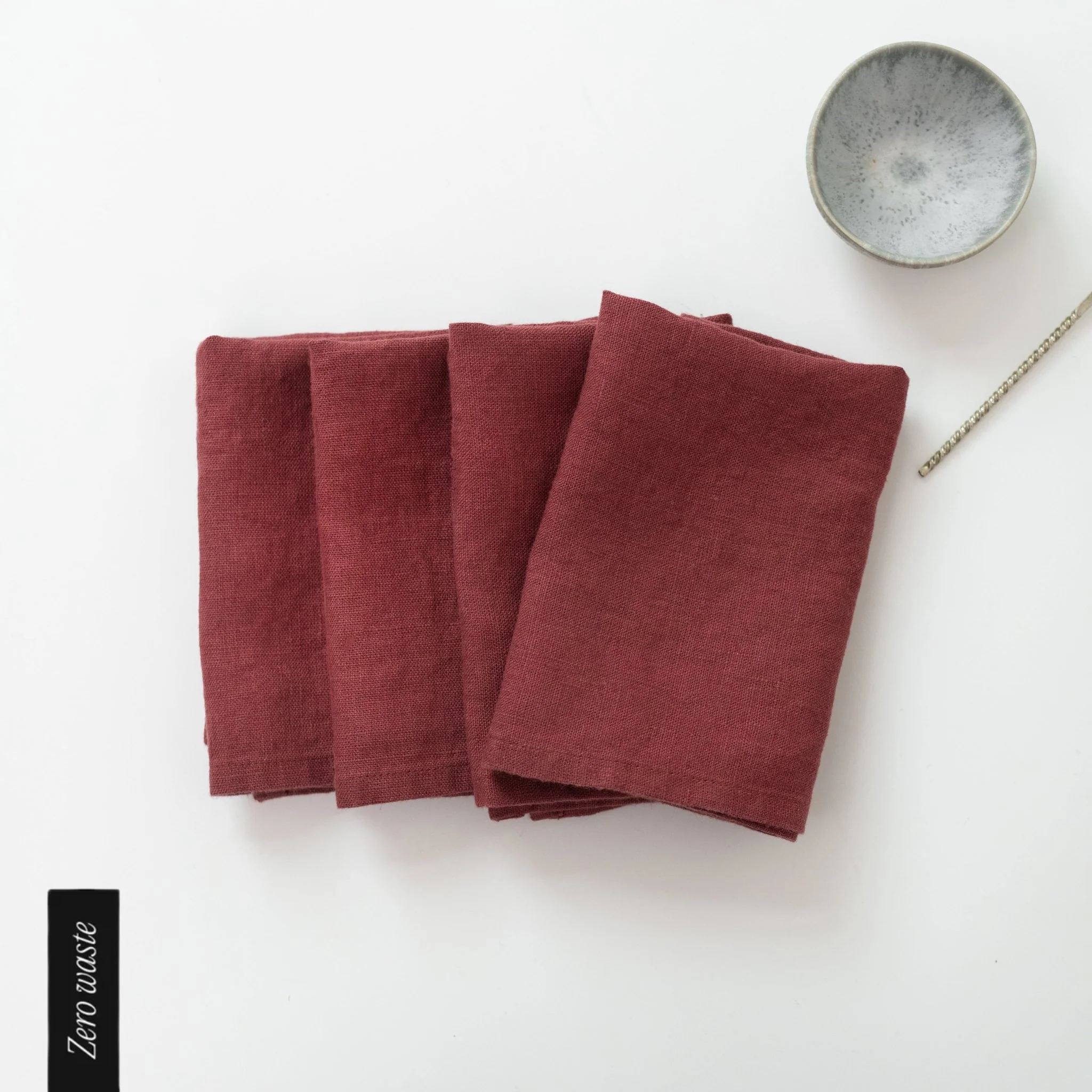 Zero Waste Marsala Linen Napkins Set of 4