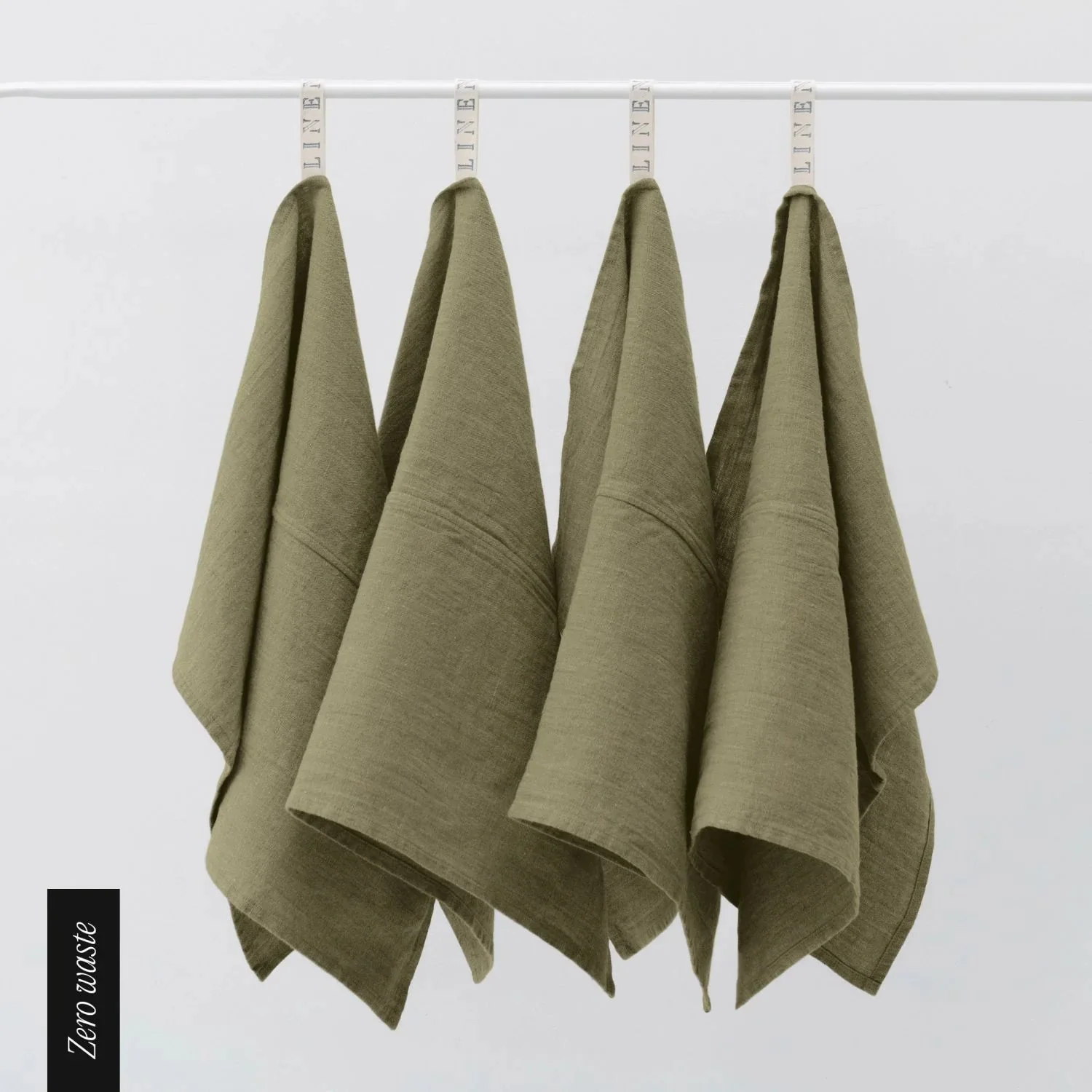 Zero Waste Martini Olive Linen Kitchen Towels Set of 4