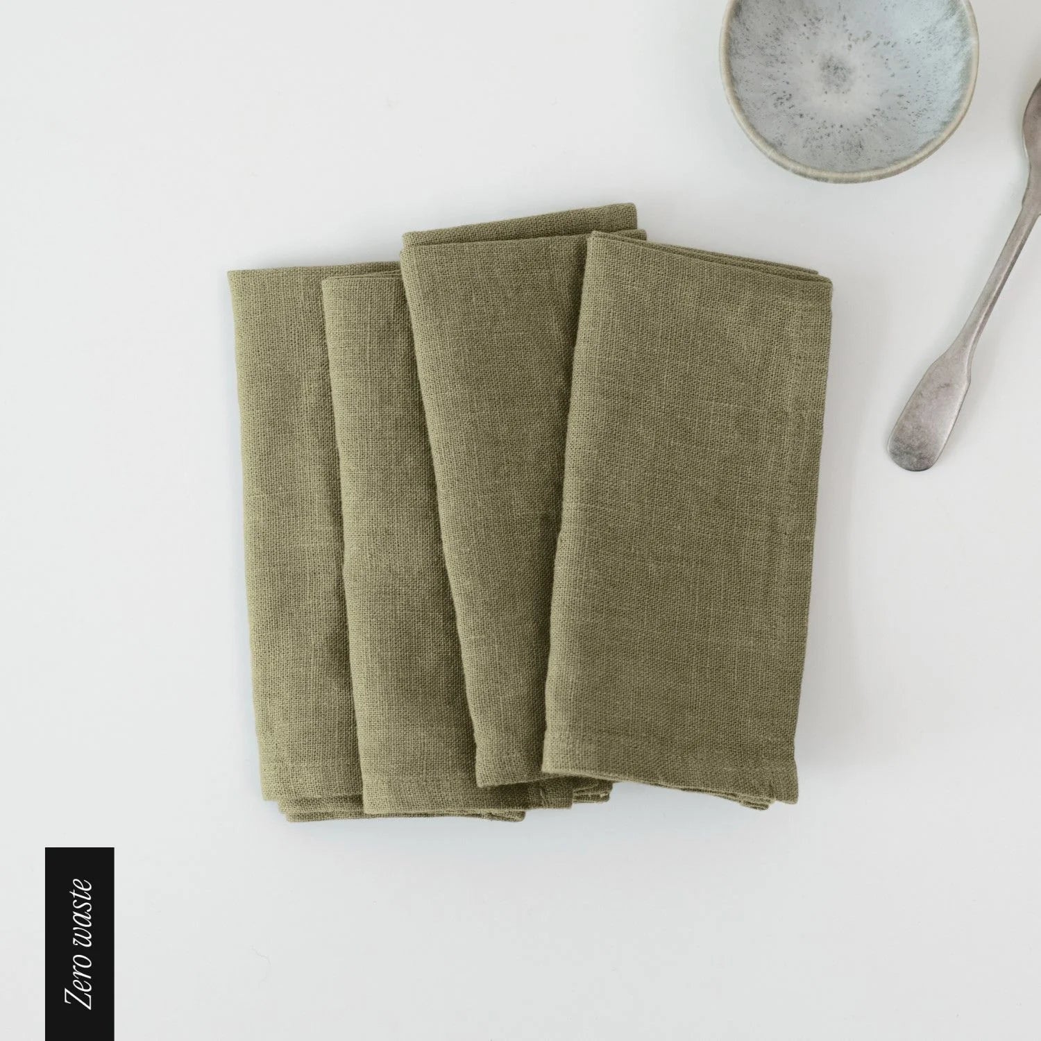 Zero Waste Martini Olive Linen Napkins Set of 4