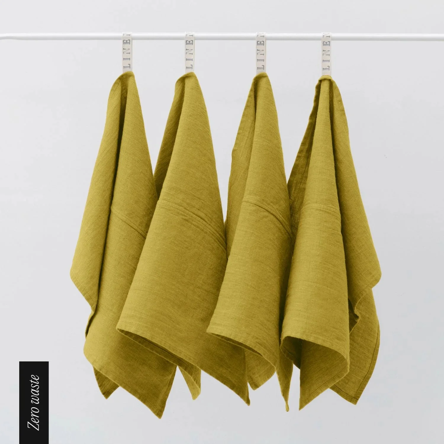 Zero Waste Moss Green Linen Kitchen Towels Set of 4