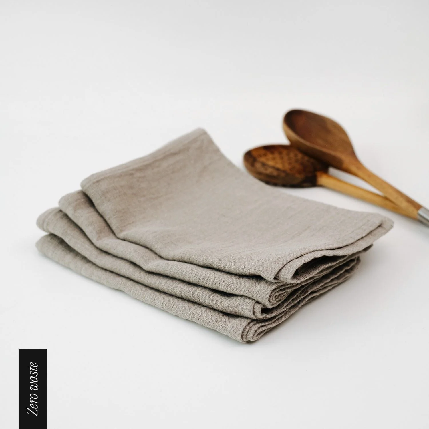 Zero Waste Natural Linen Kitchen Towels Set of 4 - Image 2