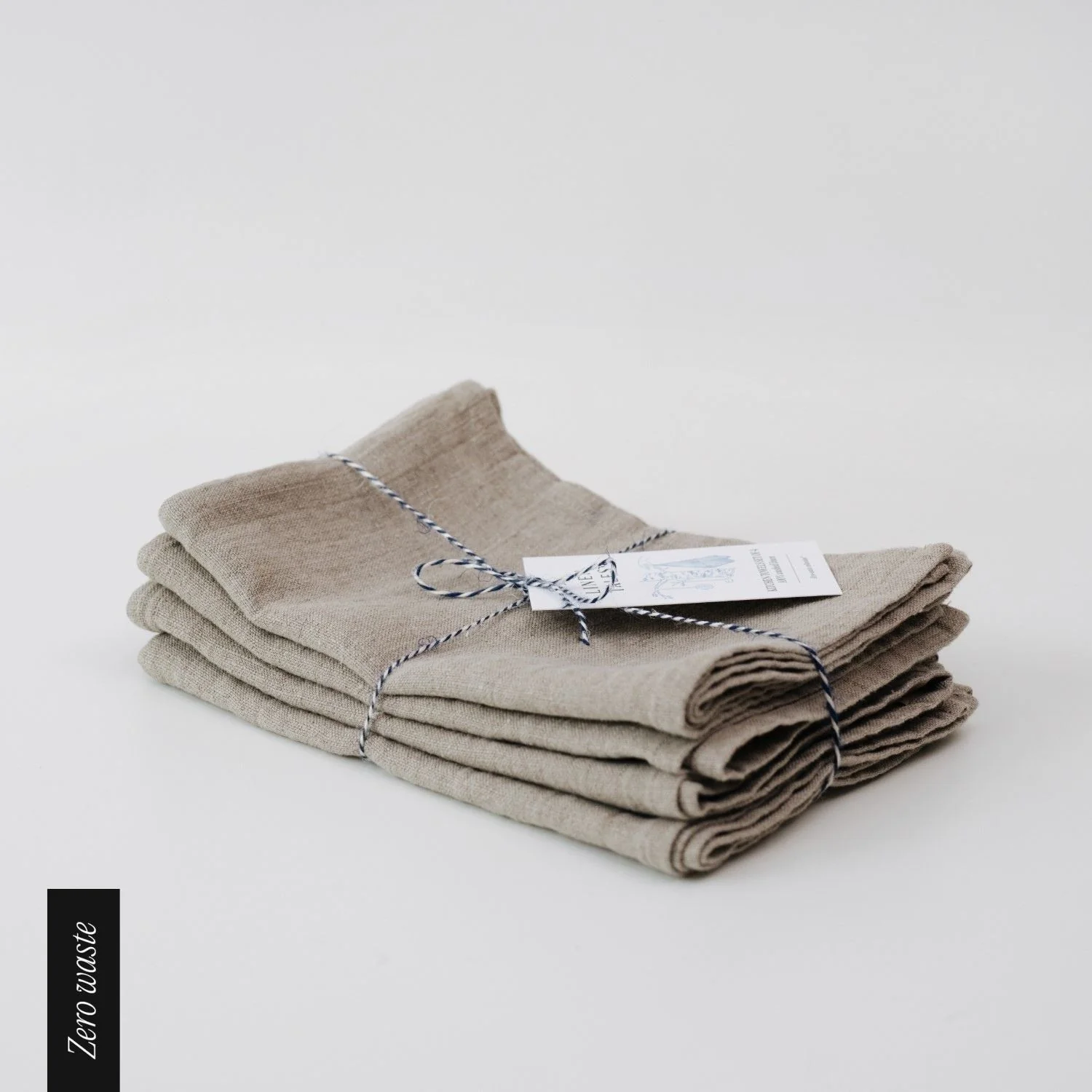 Zero Waste Natural Linen Kitchen Towels Set of 4 - Image 3