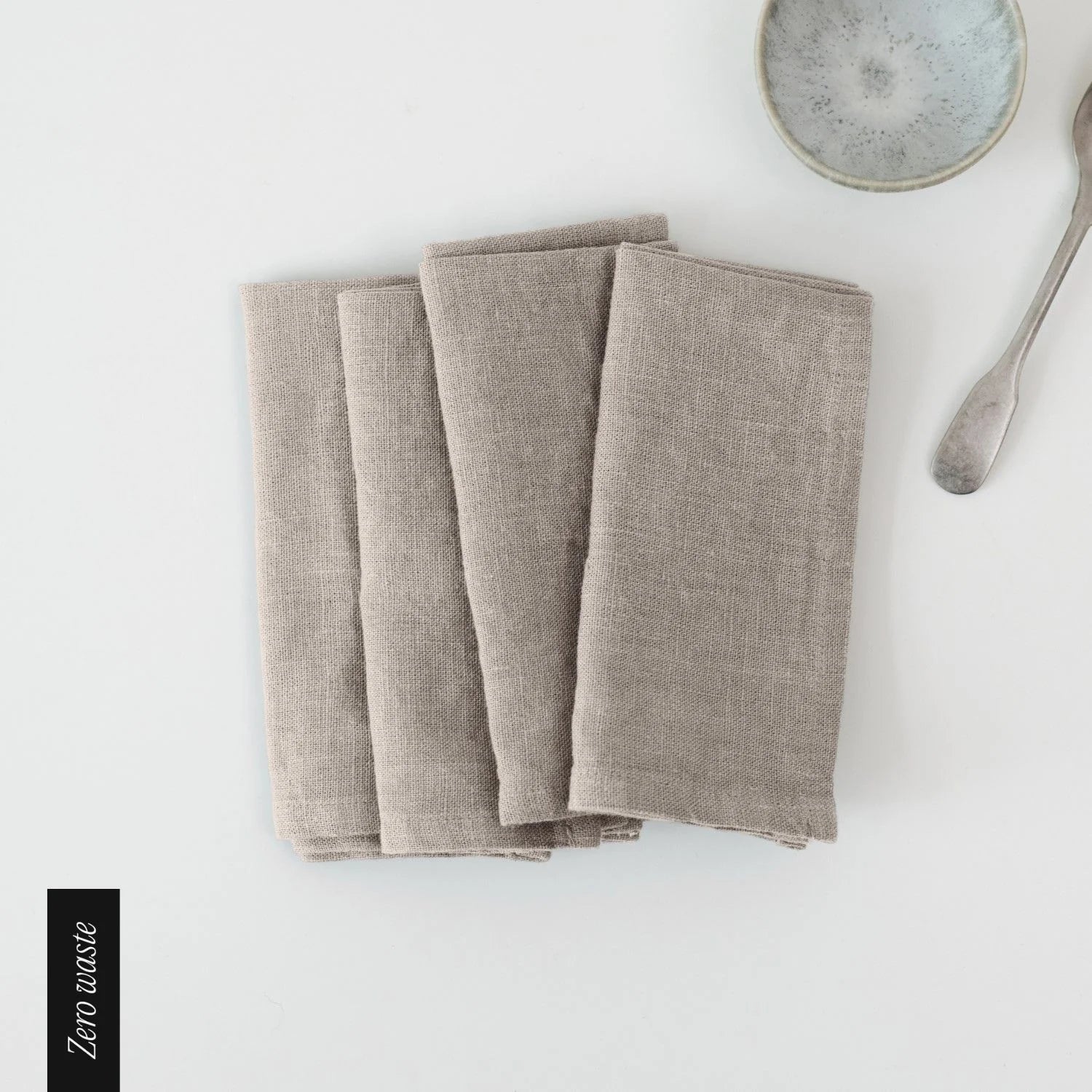 Zero Waste Natural Linen Napkins Set of 4
