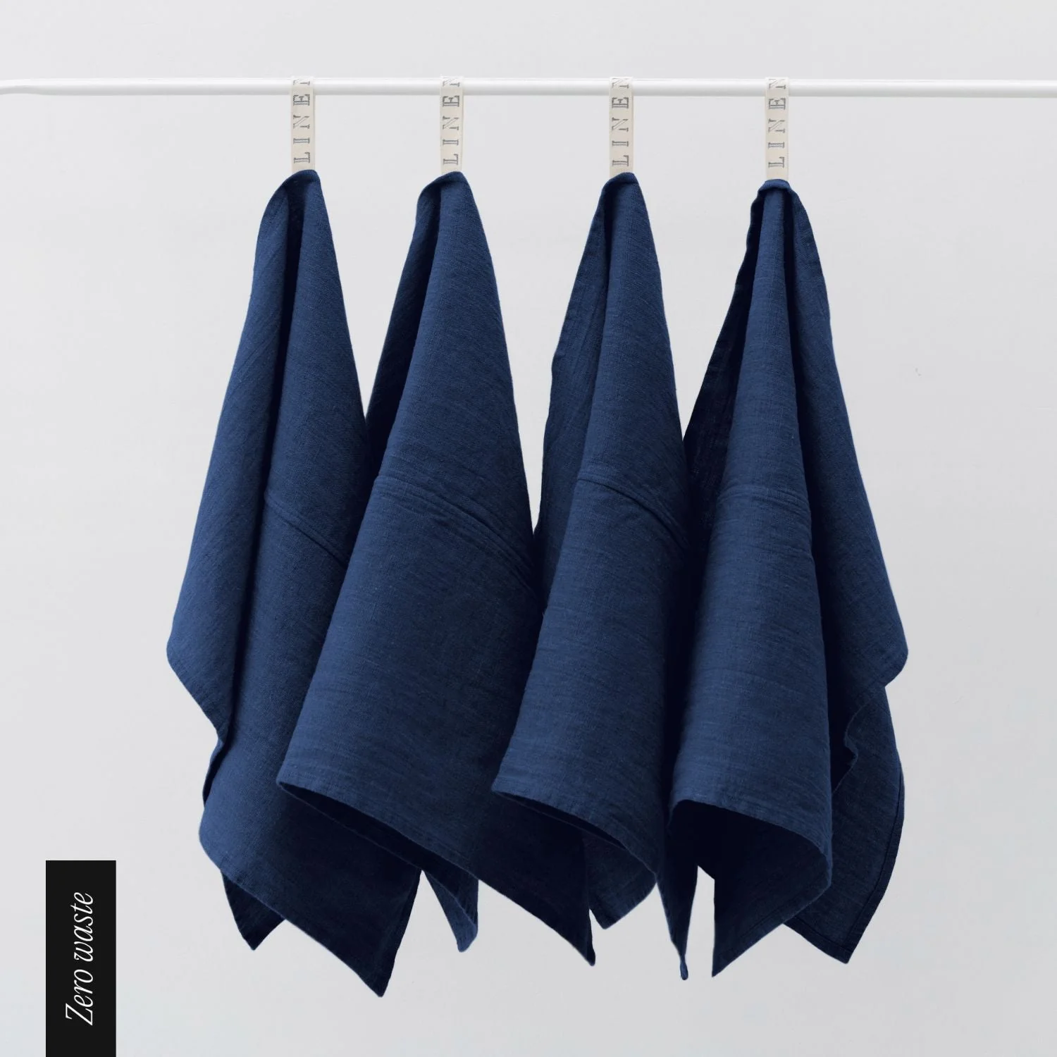 Zero Waste Navy Linen Kitchen Towels Set of 4