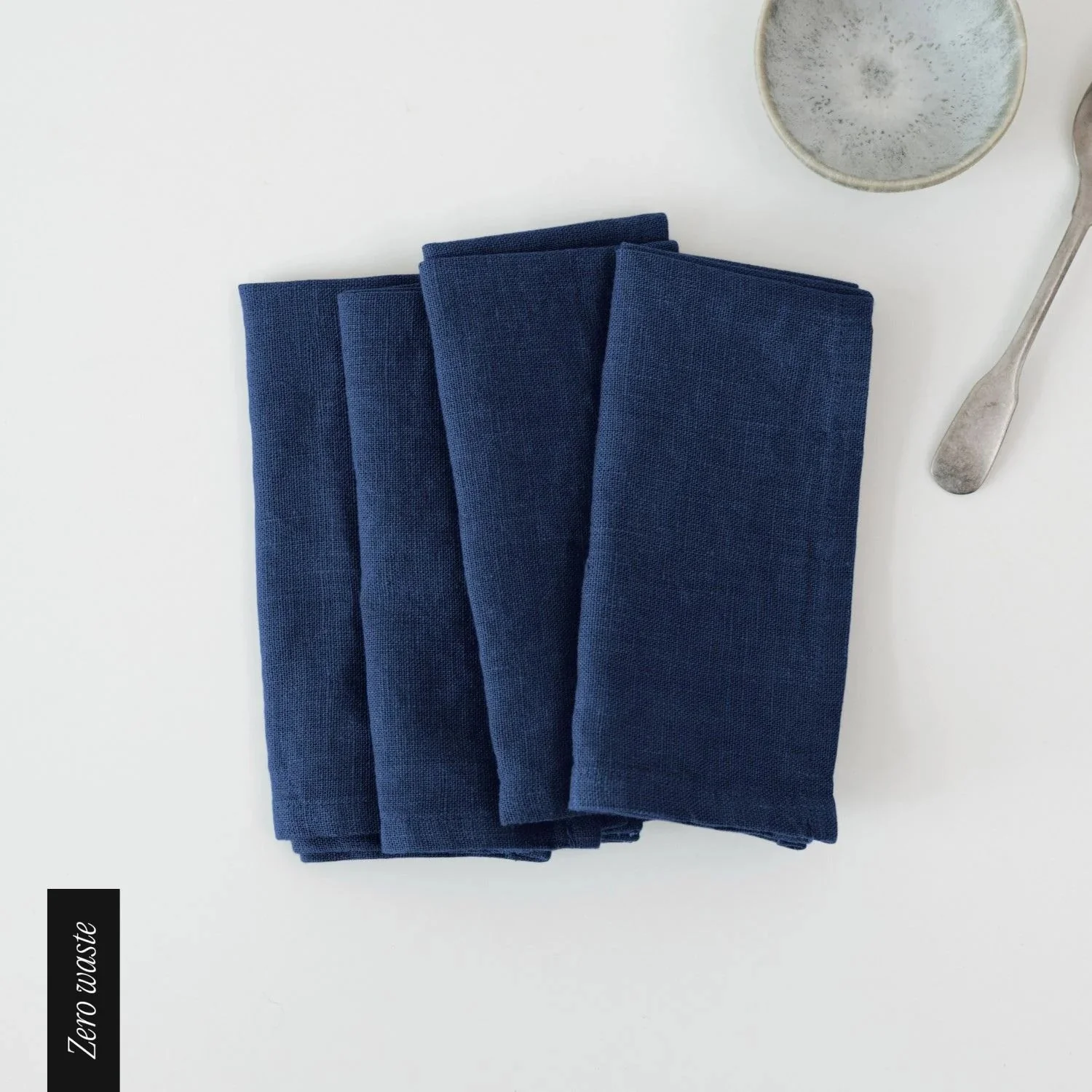 Zero Waste Navy Linen Napkins Set of 4
