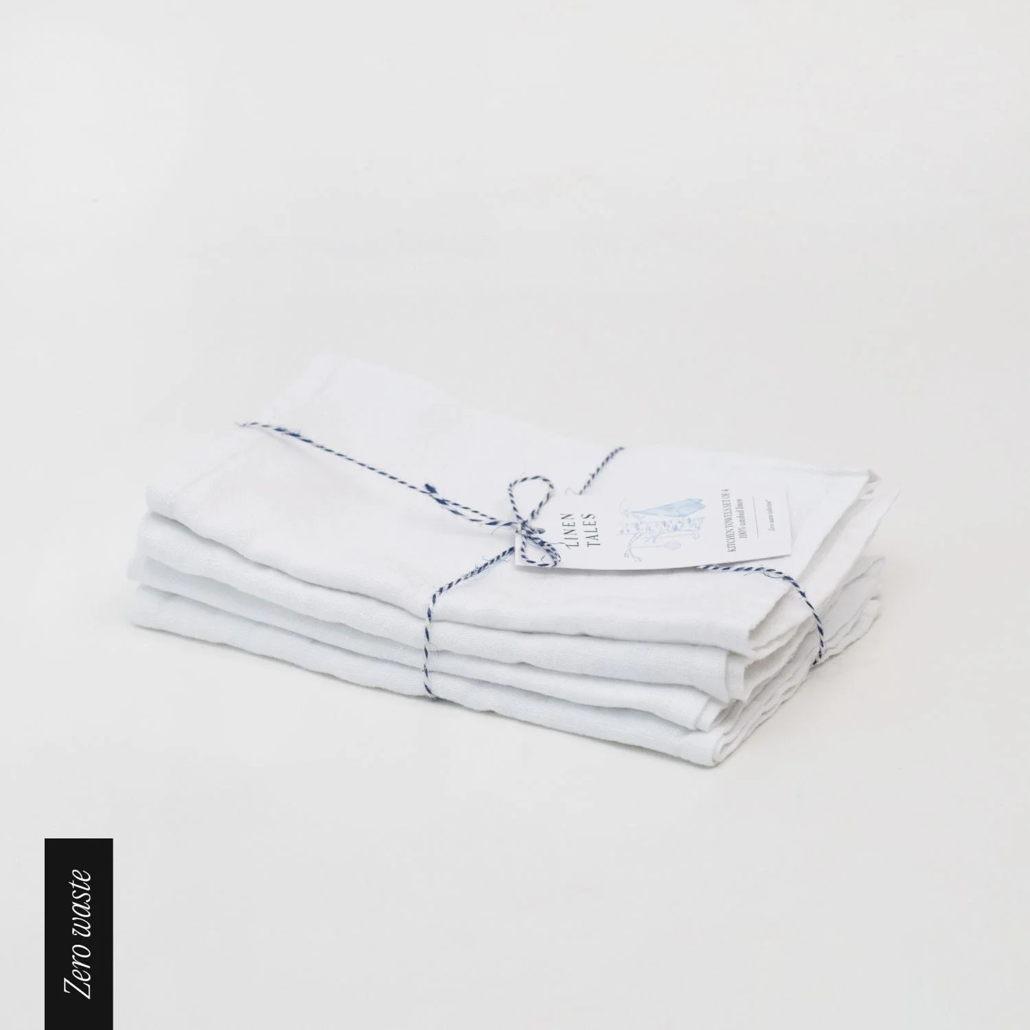 Zero Waste Optical White Linen Kitchen Towels Set of 4 - Image 2