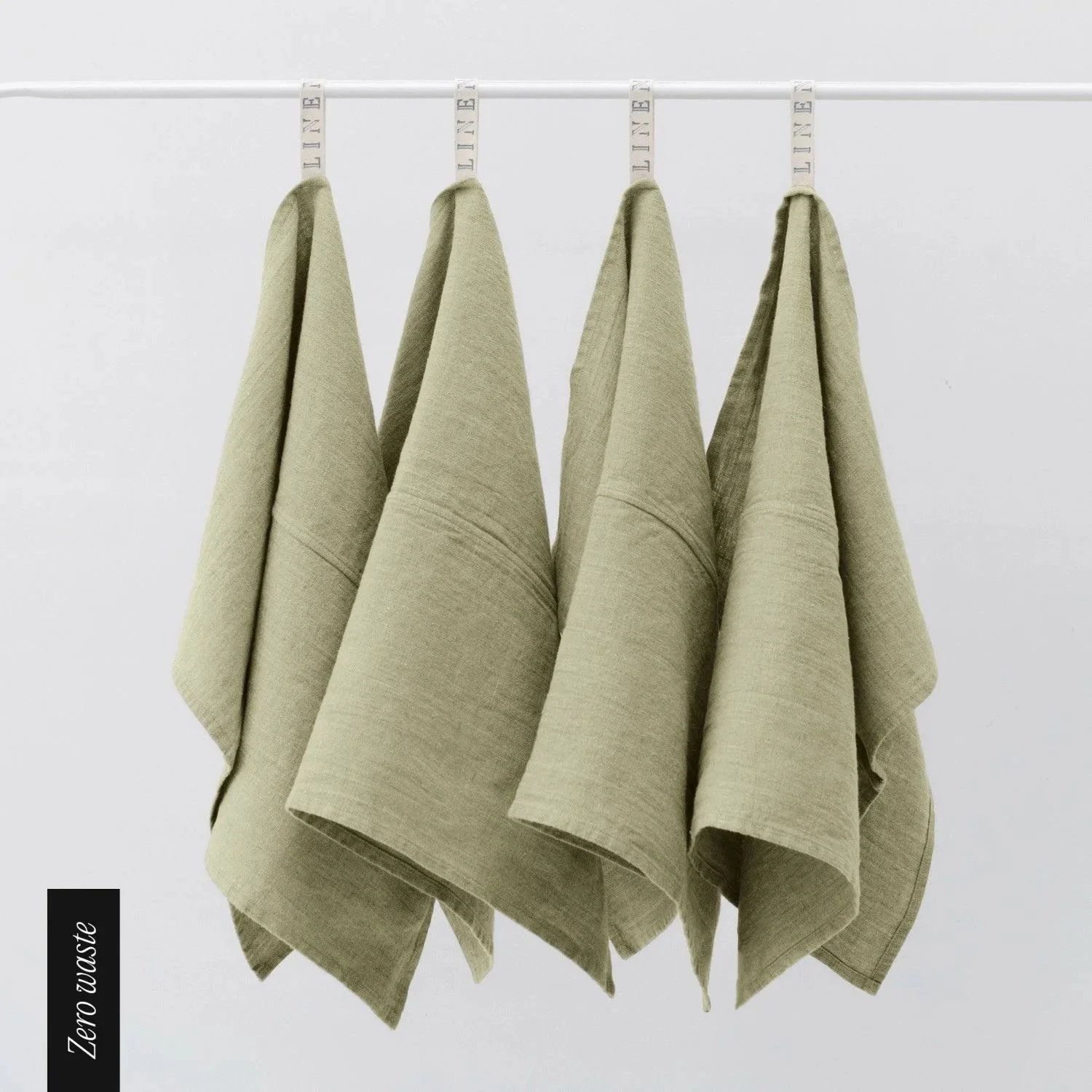 Zero Waste Sage Linen Kitchen Towels Set of 4