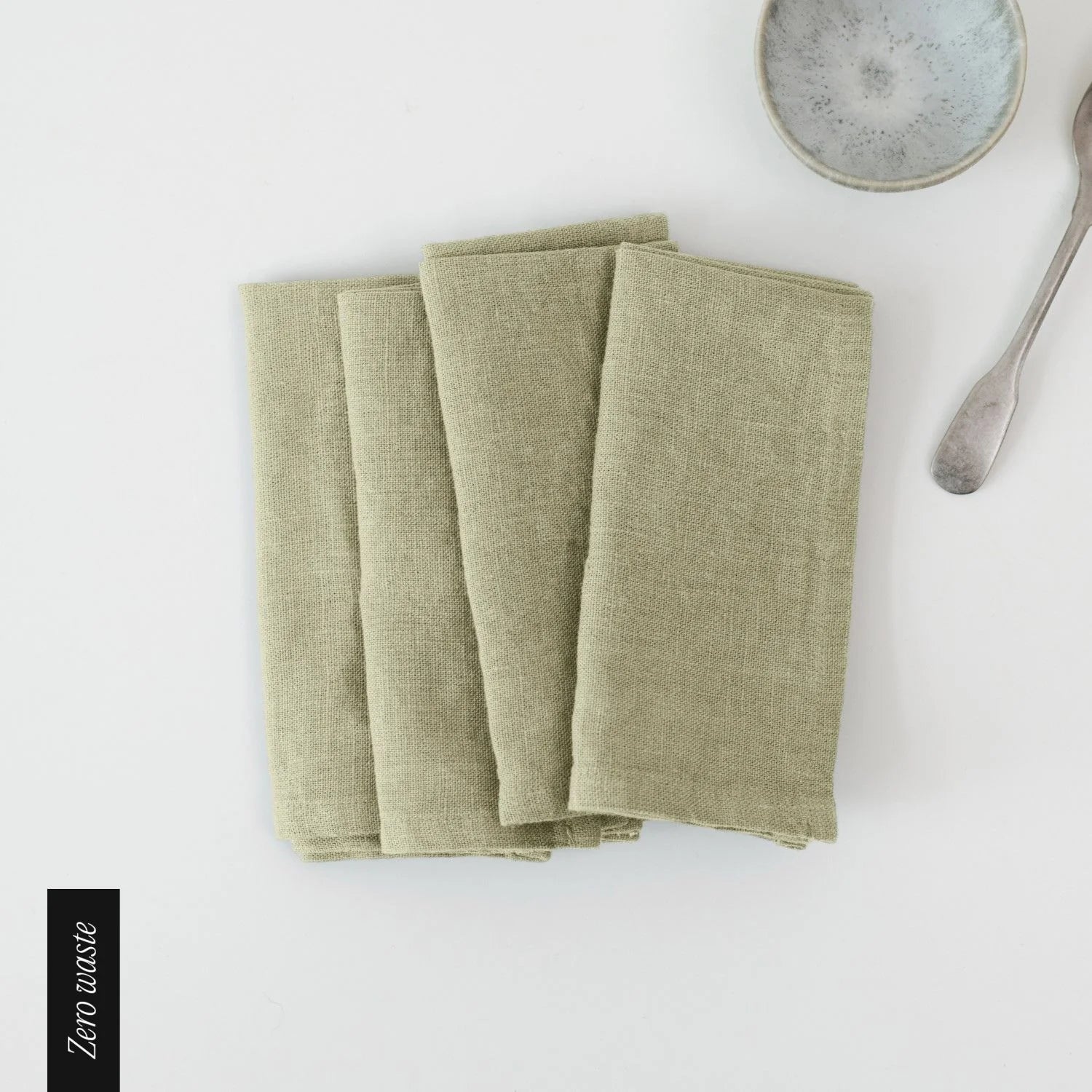 Zero Waste Sage Linen Napkins Set of 4