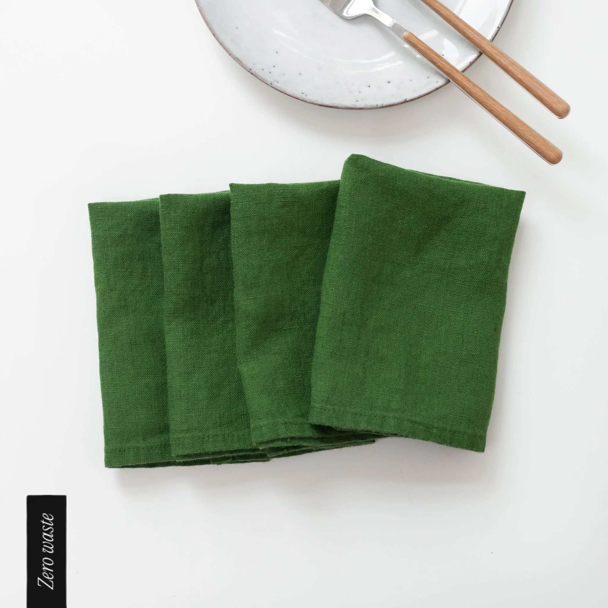 Zero Waste True Green Linen Napkins Set of 4