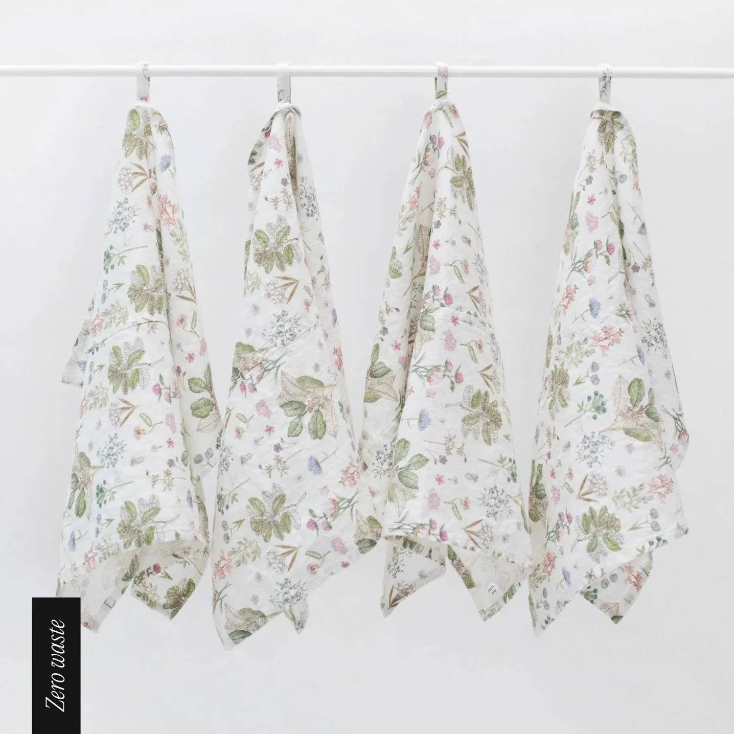 Zero Waste White Botany Linen Kitchen Towels Set of 4