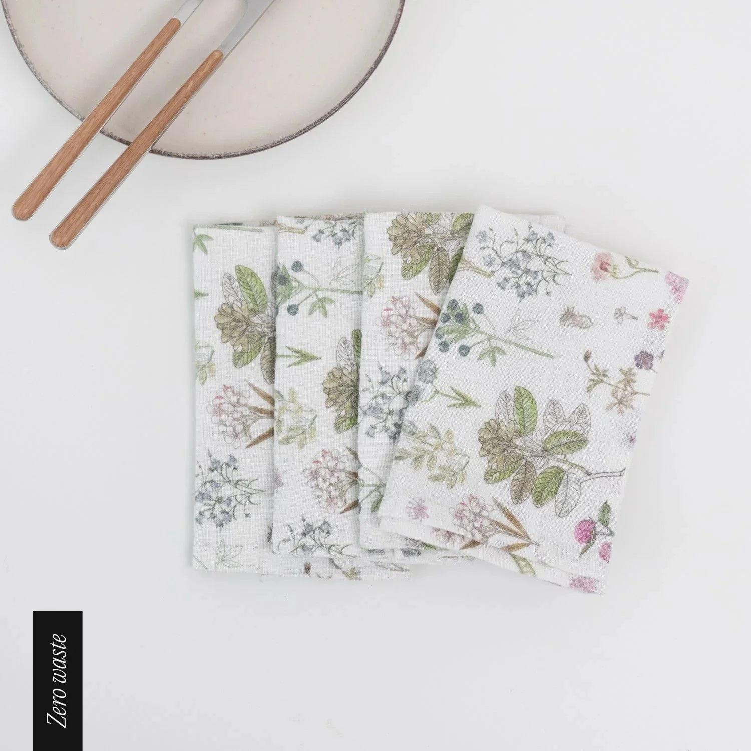 Zero Waste White Botany Linen Napkins Set of 4