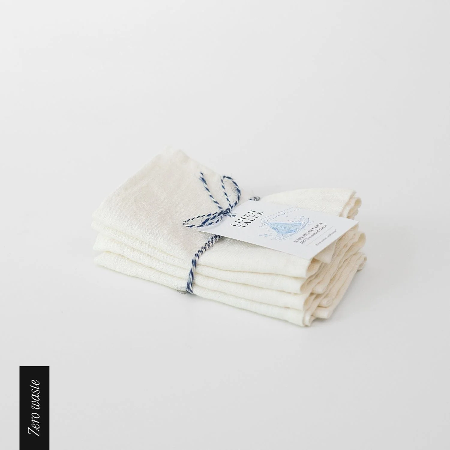 Zero Waste Off-White Linen Napkins Set of 4