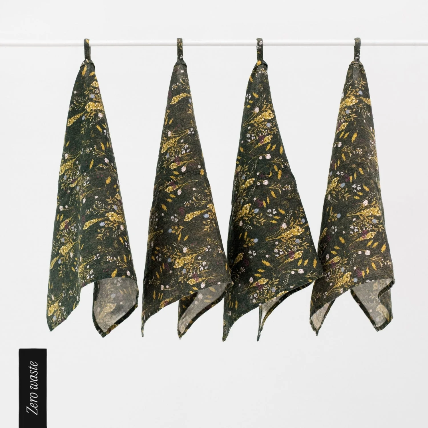 Zero Waste LIMITED EDITION Woodland Linen Kitchen Towels Set of 4